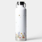 水カラフル色蝶の花 ウォーターボトル (正面)