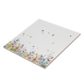 水カラフル色蝶の花 タイル (側面)