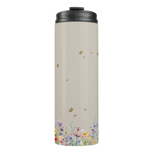 水カラフル色蝶の花 タンブラー (正面)