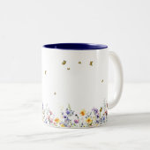 水カラフル色蝶の花 ツートーンマグカップ (正面右)