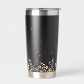 水カラフル色蝶の花 保温保冷タンブラー (左面)