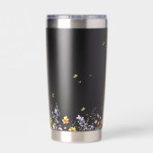 水カラフル色蝶の花 保温保冷タンブラー (背面)