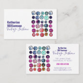 水カラフル色裁縫ボタン 名刺 (正面/裏面)