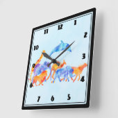 水カラフル色野生動物群ランニングの自由選手 スクエア壁時計 (傾斜)