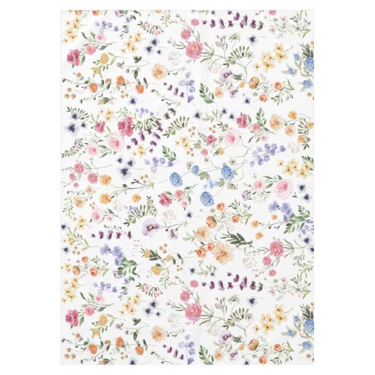 水カラフル色野花フローラ園 テーブルクロス (正面)