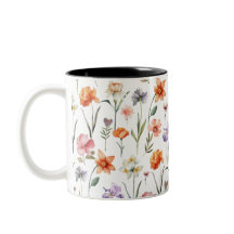 水カラフル色野草花柄