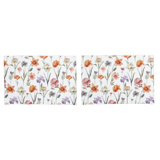 水カラフル色野草花柄 枕カバー (フロントセット)