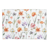 水カラフル色野草花柄 枕カバー (正面左)