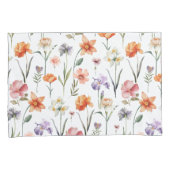 水カラフル色野草花柄 枕カバー (正面右)