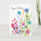 水カラフル色開花事業ハッピーバースデー カード (正面)