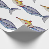 水カラフル色魚 ラッピングペーパー (角)