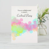 水カラフル色（ばちゃばちゃ）跳ねるカクテルパーティー 招待状 (スタンド正面)