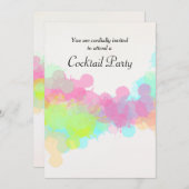 水カラフル色（ばちゃばちゃ）跳ねるカクテルパーティー 招待状 (正面/裏面)