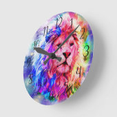 水カラフル色 – 獅子丸い時計 ラウンド壁時計 (傾斜)