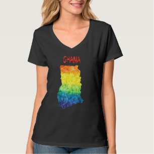 水カラフル色Colorfuの孤立したガーナの地図 Tシャツ