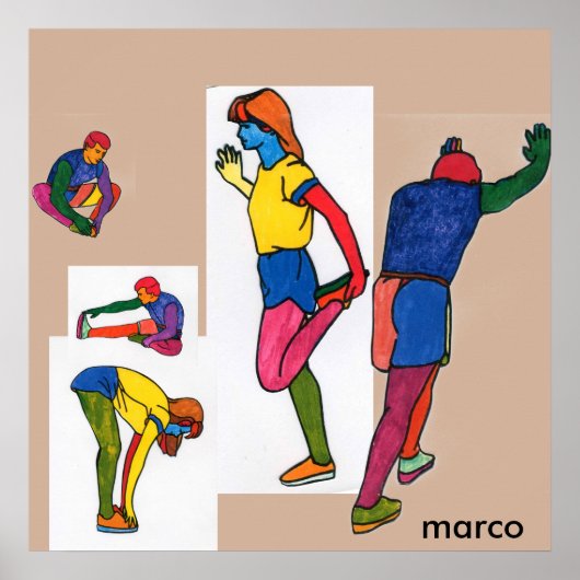 水カラフル色noStretchエクササイズポスター ポスター (正面)