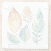 水カラフル葉色のもコースター ガラスコースター (裏面)