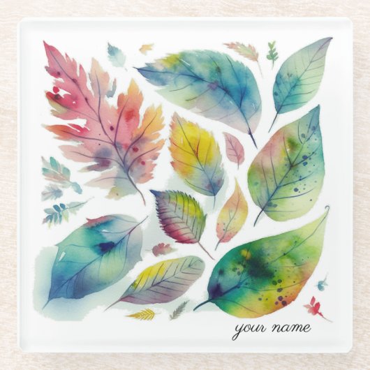 水カラフル離れ色、カスタマイズ可能 ガラスコースター (正面)