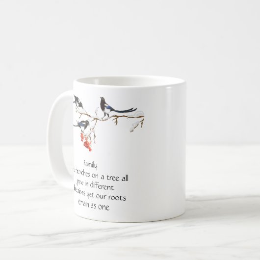 水カラマグパイファミリー引用文動物自然マググ コーヒーマグカップ (正面左)