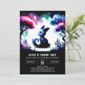 水カラーおもしろい猫誕生日 招待状 (スタンド正面)