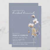 水カラーお洒落ワイルドフラワーブライダルブランチ 招待状 (正面/裏面)