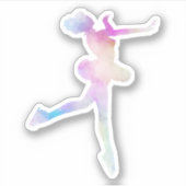 水カラーアイススケートで滑るガール シール (正面)