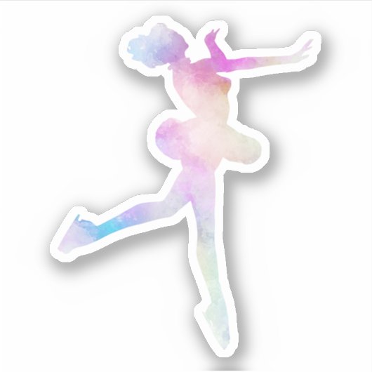 水カラーアイススケートで滑るガール シール (正面)