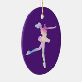 水カラーアイススケートで滑るガール セラミックオーナメント (右)