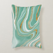 水カラーアゲートミントグリーン金ゴールドフェイクグリッター アクセントクッション (正面(垂直))