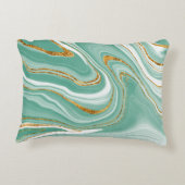 水カラーアゲートミントグリーン金ゴールドフェイクグリッター アクセントクッション (裏面)