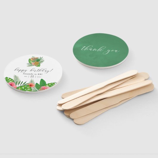 水カラーアロハルアウ（ハワイ式宴会）任意の年齢の誕生日パーティー ハンドファン (組立なし)