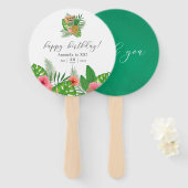 水カラーアロハルアウ（ハワイ式宴会）任意の年齢の誕生日パーティー ハンドファン (正面&裏面)