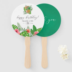 水カラーアロハルアウ（ハワイ式宴会）任意の年齢の誕生日パーティー ハンドファン