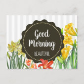 水カラーイエローオレンジ春の花デザイン ポストカード (正面)