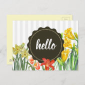 水カラーイエローオレンジ春の花デザイン ポストカード (正面/裏面)