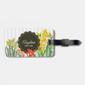 水カラーイエローオレンジ春の花デザイン ラゲッジタグ (裏面横)