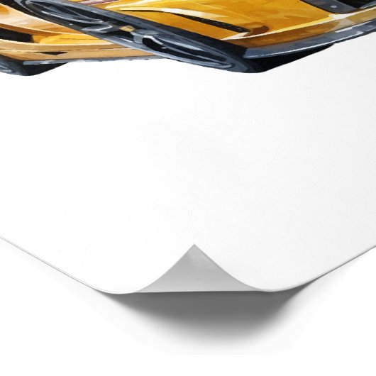 水カラーイエローカーイラストレーション ポスター (角)