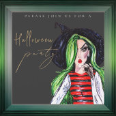 水カラーウィッチアダルトハローウィンパーティ招待状