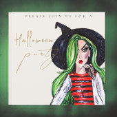 水カラーウィッチアダルトハローウィンパーティ招待状