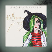 水カラーウィッチアダルトハローウィンパーティ招待状