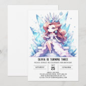 水カラーウィムシープリンセス誕生日 招待状 (正面/裏面)