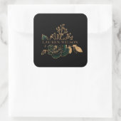 水カラーエメラルド金ゴールドエレガントフローラ スクエアシール (バッグ)