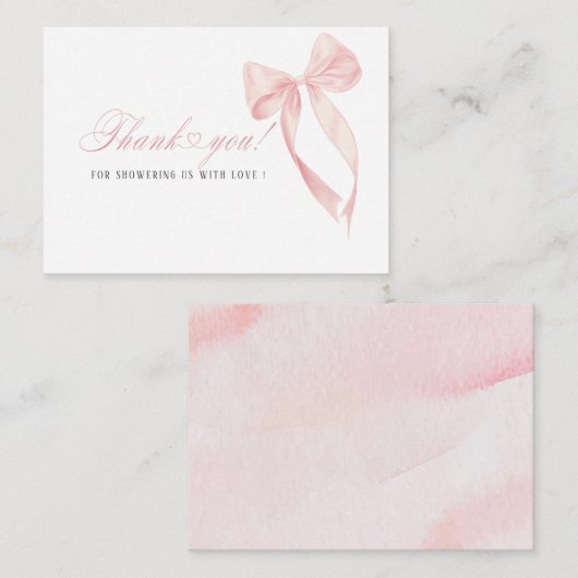 水カラーエレガントコケットピンクボウベビー ノートカード (正面/裏面)