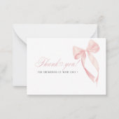 水カラーエレガントコケットピンクボウベビー ノートカード (正面)