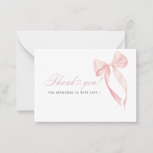 水カラーエレガントコケットピンクボウベビー ノートカード (正面)