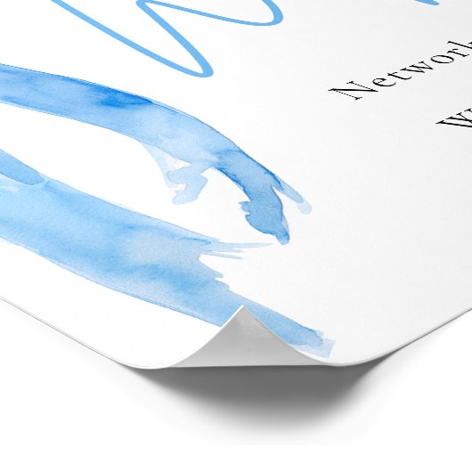 水カラーエレガントダスティブルーモダンボウWifiサイン ポスター (角)