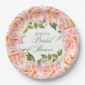 水カラーエレガントバラシックブライダルシャワー紙 ペーパープレート (正面)