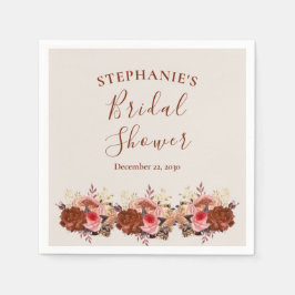 水カラーエレガントフローラブライダルシャワーナプキンス スタンダードカクテルナプキン