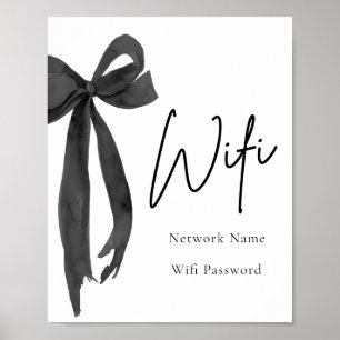 水カラーエレガントブラックモダンボウWifiサイン ポスター