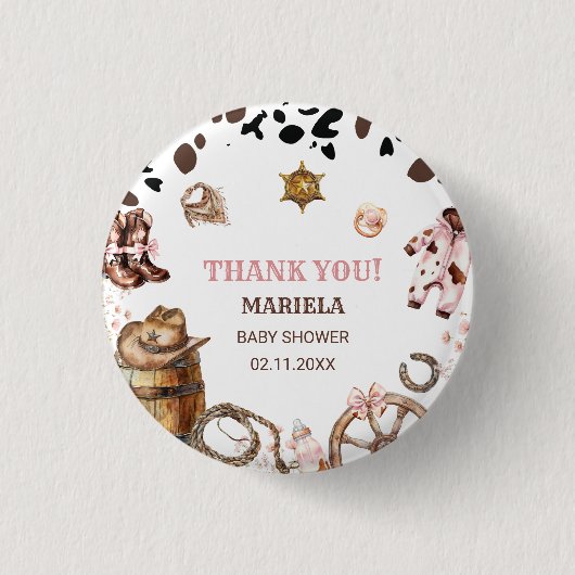 水カラーエレガントリトル女性のカーボーイロデオカントリーb 缶バッジ (正面)